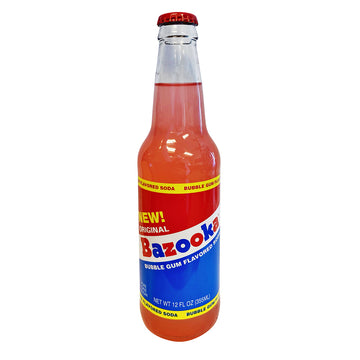 Bazooka Bubble Gum Flavor Soda 12 OZ Bottle