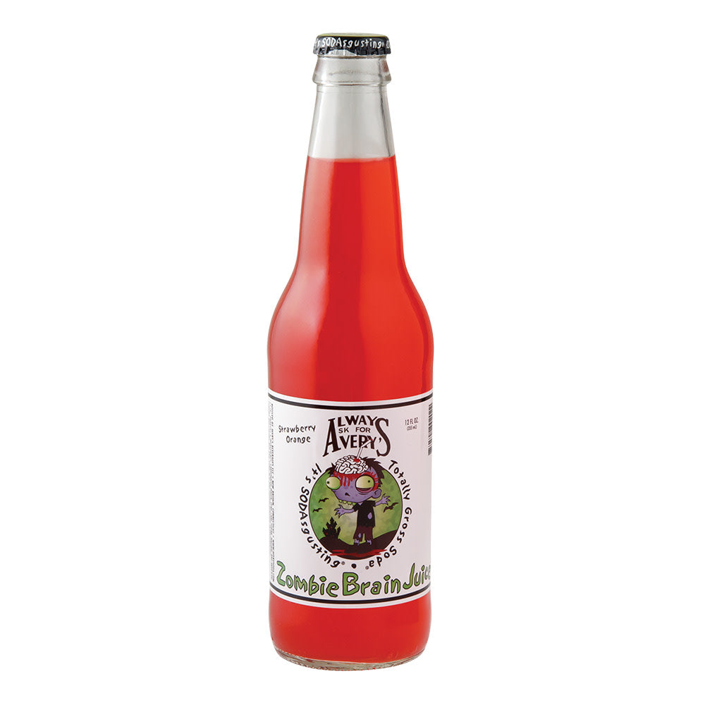 Avery's Zombie Brain Juice Strawberry Orange Soda 12 OZ Bottle