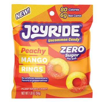 Joyride Peachy Mango Rings Zero Sugar 1.8 OZ Bag