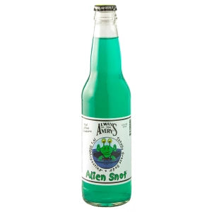 Avery's Alien Snot Kiwi Blue Raspberry Soda 12 OZ Bottle